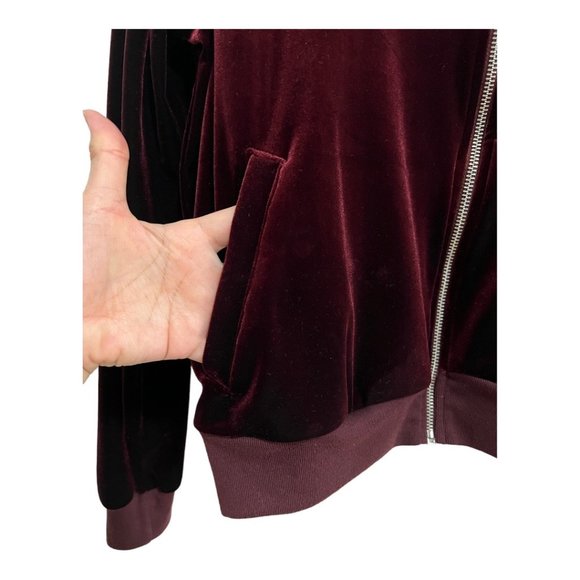 American Apparel Velvet Track Jacket with Pockets Maroon Size Medium - Picture 11 of 15